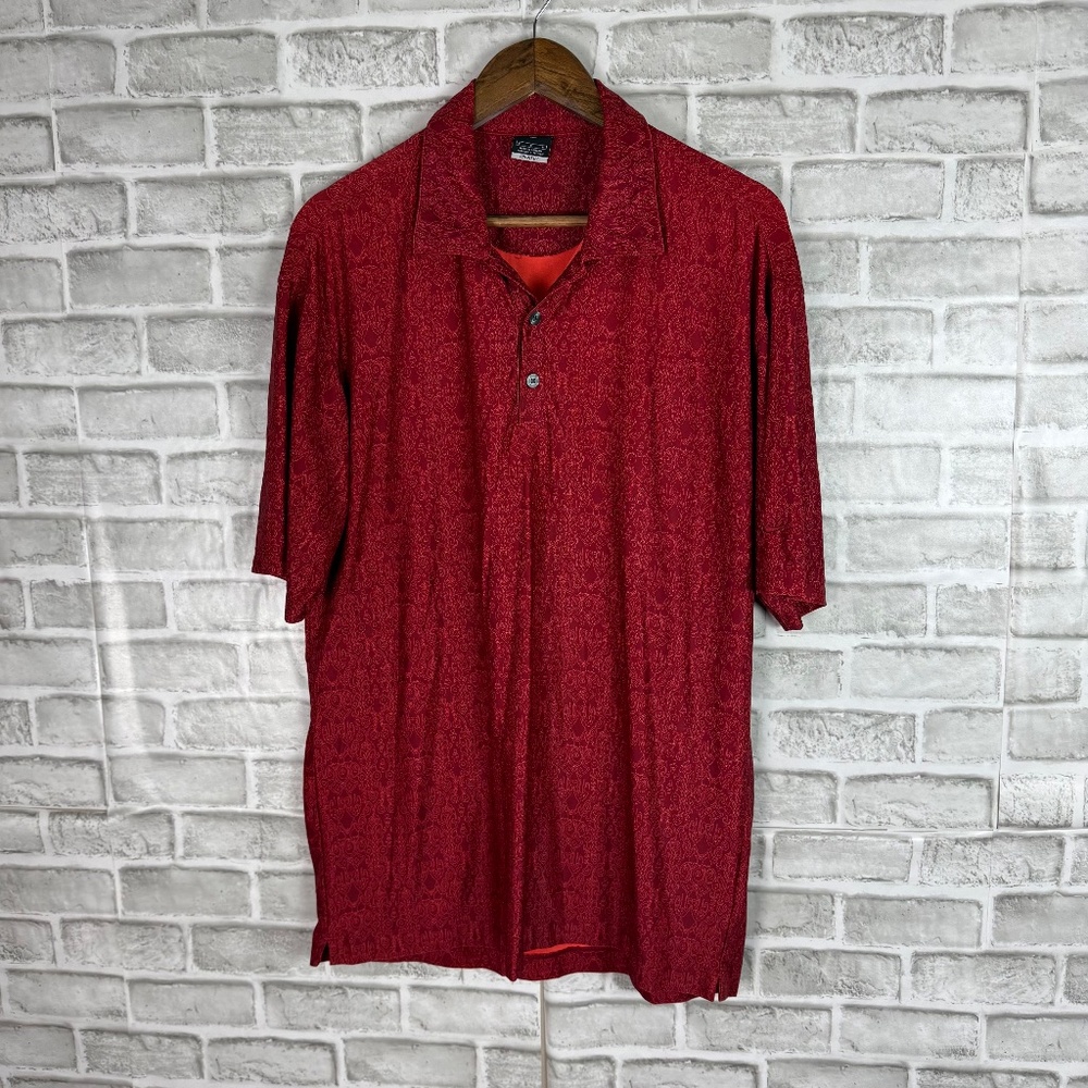 NIKE Dri-Fit UV Vintage Red Paisley AOP Performance Golf Polo Men MEDIUM Stretch - Picture 2 of 8